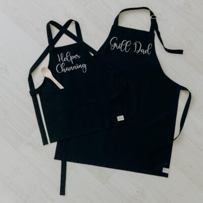 Personalized Aprons Adult and Kids Mommy Daughter Matching Baking Apron Custom Family Chef Aprons Family Easter Gifts Cooking Name Spoon