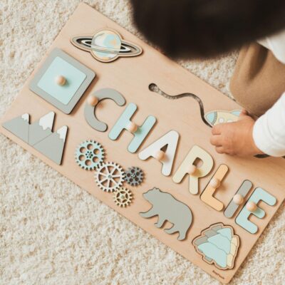 Busy Board for Toddler Wooden Sensory Board Personalized Cute Board with Name Educational Toys 1st Birthday Baby Girl Gift Easter Gifts