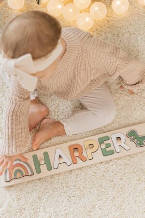 Handmade Name Puzzle with Pegs Personalized Baby Montessori Toys Baby Shower Gift Custom Name Puzzle 1st Birthday Boy First Easter Gift