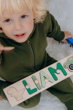 Custom Handmade Name Puzzle with Pegs Christmas Gifts for Toddlers Wooden Montessori Toys New Baby Gift 1st Birthday Gift Nursery Name Sign