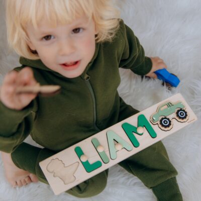 Custom Handmade Name Puzzle with Pegs Christmas Gifts for Toddlers Wooden Montessori Toys New Baby Gift 1st Birthday Gift Nursery Name Sign