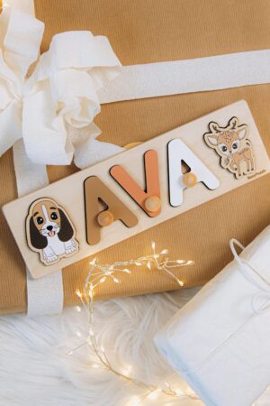 Personalized Educational Name Puzzle Baby Birthday Gift Wooden Name Puzzle For Toddlers Montessori Toys Nursery Name Sign Easter Gifts