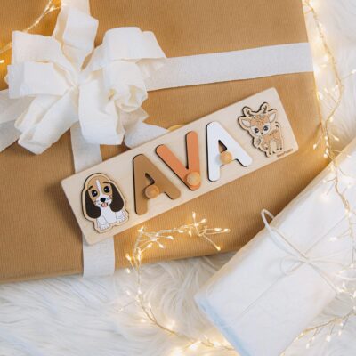 Personalized Educational Name Puzzle Baby Birthday Gift Wooden Name Puzzle For Toddlers Montessori Toys Nursery Name Sign Easter Gifts