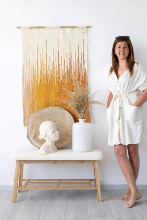 autumn harvest macrame backdrop, large woven wall hanging, boho wall decor, bohemian wall art, handmade home decor tapestry, housewarming