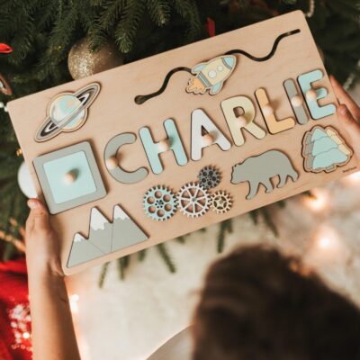 Personalized Busy Board Sensory Activity Wooden Toys Custom Name Baby Puzzle New Baby Gift 1 2 3 Year Old Unique Easter Gift for Kids