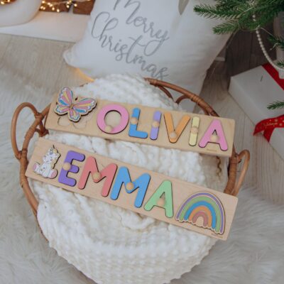 Personalized Name Puzzle Baby Birthday Wooden Toy Girl Nursery Decor First Easter Gift Montessori Toys For Toddlers Newborn Baby Toys