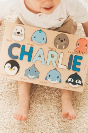 Busy Board 1 2 3 Years Old Personalized Name Puzzle with Animals Kids First Birthday Gift Unique Easter Gifts Baby Educational Puzzles