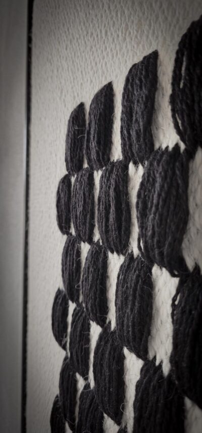 Framed Wool Tapestry - Woven Wall Hanging - Black Natural Art - Natural Handwoven Art - Elegant Boho Wall Decoration - Minimalist Boho Decor