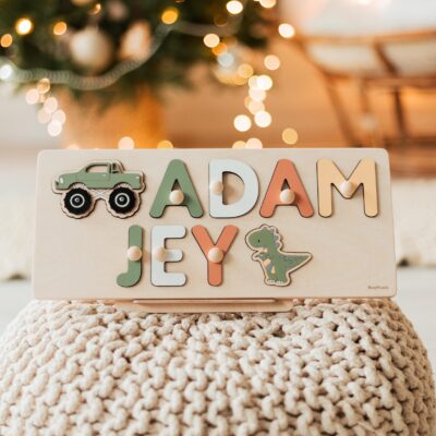 Wooden Name Puzzle For Girls Handmade Toys Personalized Custom Puzzle With Pegs 1st Birthday Gift Kids Boho Toys Easter Gifts for Kids