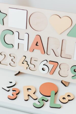 Name Puzzle With Numbers, Educational Toy 3 Years Old, Baby Boy Personalized, Gift For Kids, Wooden Shapes, Montessori Board, Toddler Toys