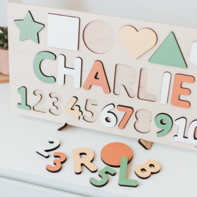 Name Puzzle With Numbers, Educational Toy 3 Years Old, Baby Boy Personalized, Gift For Kids, Wooden Shapes, Montessori Board, Toddler Toys