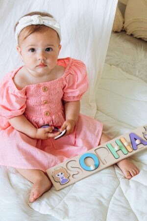 Name Puzzle For Toddlers, Montessori Toys,  Baby Boy Gift, Wooden Toys, Baby Shower Keepsake, Baptism Boy Personalized Gift, First Easter