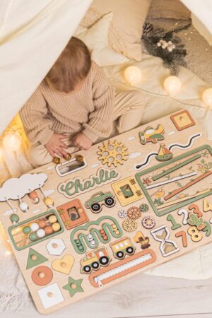 LARGE Ocean Busy Board Custom Activity Board 1 2 3 Year Old 1st Birthday Gift Wooden Toddler Toys Easter Gifts Cute Present for Baby