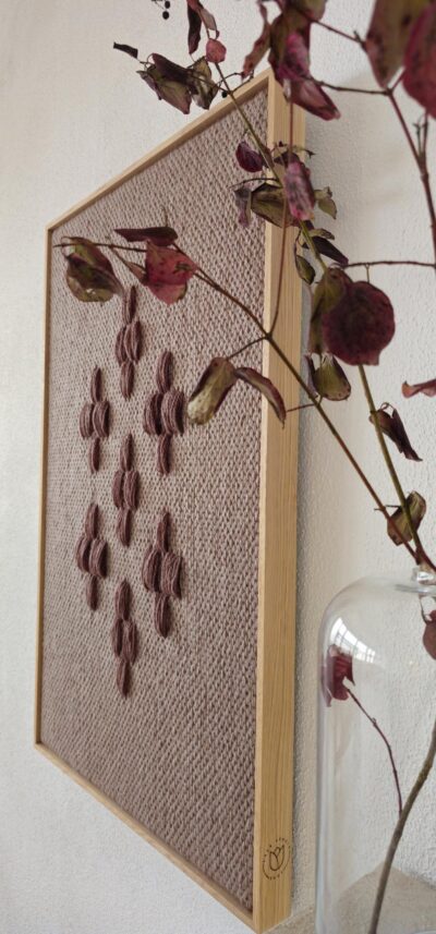 Large Framed Wall Hanging – Handwoven Wool Tapestry – Japandi Decor – Boho Wall Art – Natural Fiber Textile – Wabi Sabi Wall Hanging - Brown