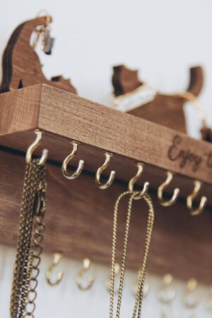 Custom Valentines Day Gift for Her Jewelry Organizer With Shelf Necklace Holder Gifts for Wife Personalized Love Keepsake Shelf With Hooks