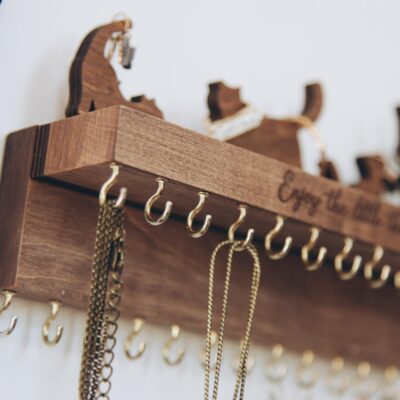 Custom Valentines Day Gift for Her Jewelry Organizer With Shelf Necklace Holder Gifts for Wife Personalized Love Keepsake Shelf With Hooks