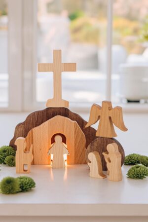 Easter Table Decor Resurrection of Jesus Scene Empty Tomb Display He's Risen Easter Art Reusable Easter Decoration Christian Religious Gifts