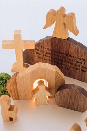 Easter Decor Resurrection Scene Christian Religious Handmade Easter Christ is Risen Religious Easter Family Gifts Empty Tomb Solid Wood