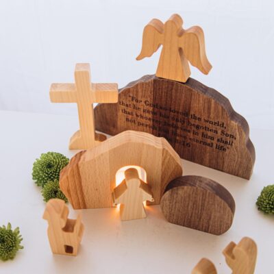 Easter Decor Resurrection Scene Christian Religious Handmade Easter Christ is Risen Religious Easter Family Gifts Empty Tomb Solid Wood