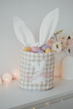 Personalized Easter Basket with Blue Bunny Boys Embroidered Bunny Bag Classic Easter Outfit Kids Easter Gift Custom Easter Egg Hunt Bag