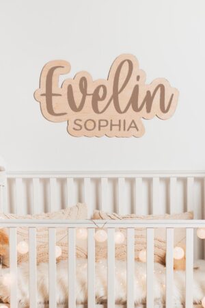 Wooden Pink Name Sign. Baby Girl Nursery Decor. Wall Name Sign For Kids. Personalized Name Sign. Custom Double Name Sign.