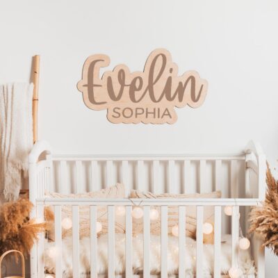 Wooden Pink Name Sign. Baby Girl Nursery Decor. Wall Name Sign For Kids. Personalized Name Sign. Custom Double Name Sign.