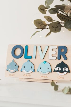 Toddler Custom Name Puzzle with Animals Easter Gift for Baby Handmade Birthday Gift for Kids Easter Basket Stuffers Wooden Montessori Toys