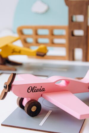 Handmade Wooden Airplane Toy for 2 3 Year Old Personalized Toddler Plane Toys Easter Basket Stuffers Kids Pretend Play First Easter Gift
