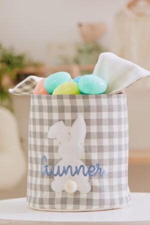 Custom Embroidered Easter Bag Kids Easter Treat Bag Egg Basket For Easter Activities Baby Easter Basket with Name Easter Egg Hunt Basket